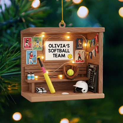 Personalized Softball Ornament 2025 – Custom Name Team Ornament, Softball Player Christmas Gift for Girls Ornament