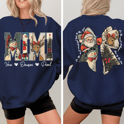 Mimi Holiday Sweatshirt, Personalized Christmas Outfit for Grandma And Kids
