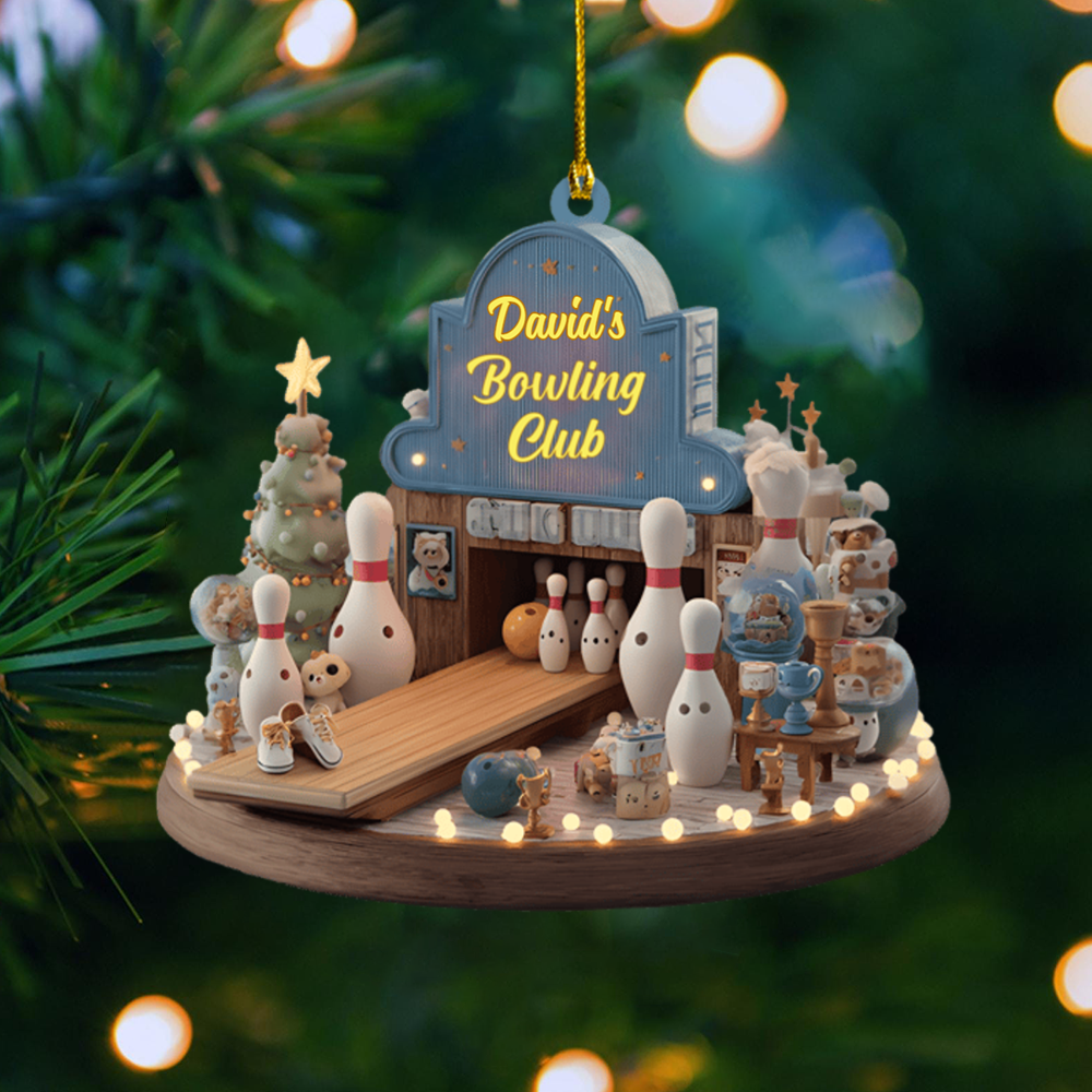 Personalized Bowling Ornament 2025 – Custom Name Bowling Club Christmas Ornament, Gift for Bowlers & Sports Fans Ornament