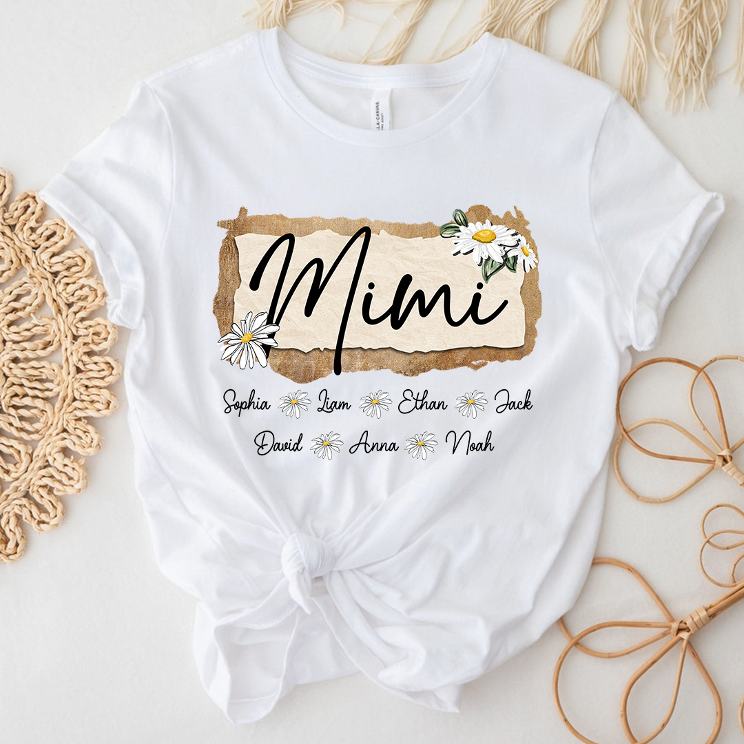 Custom Mimi T-Shirt, Floral Daisy Design,Great Gift for Mimi Grandma And Kids