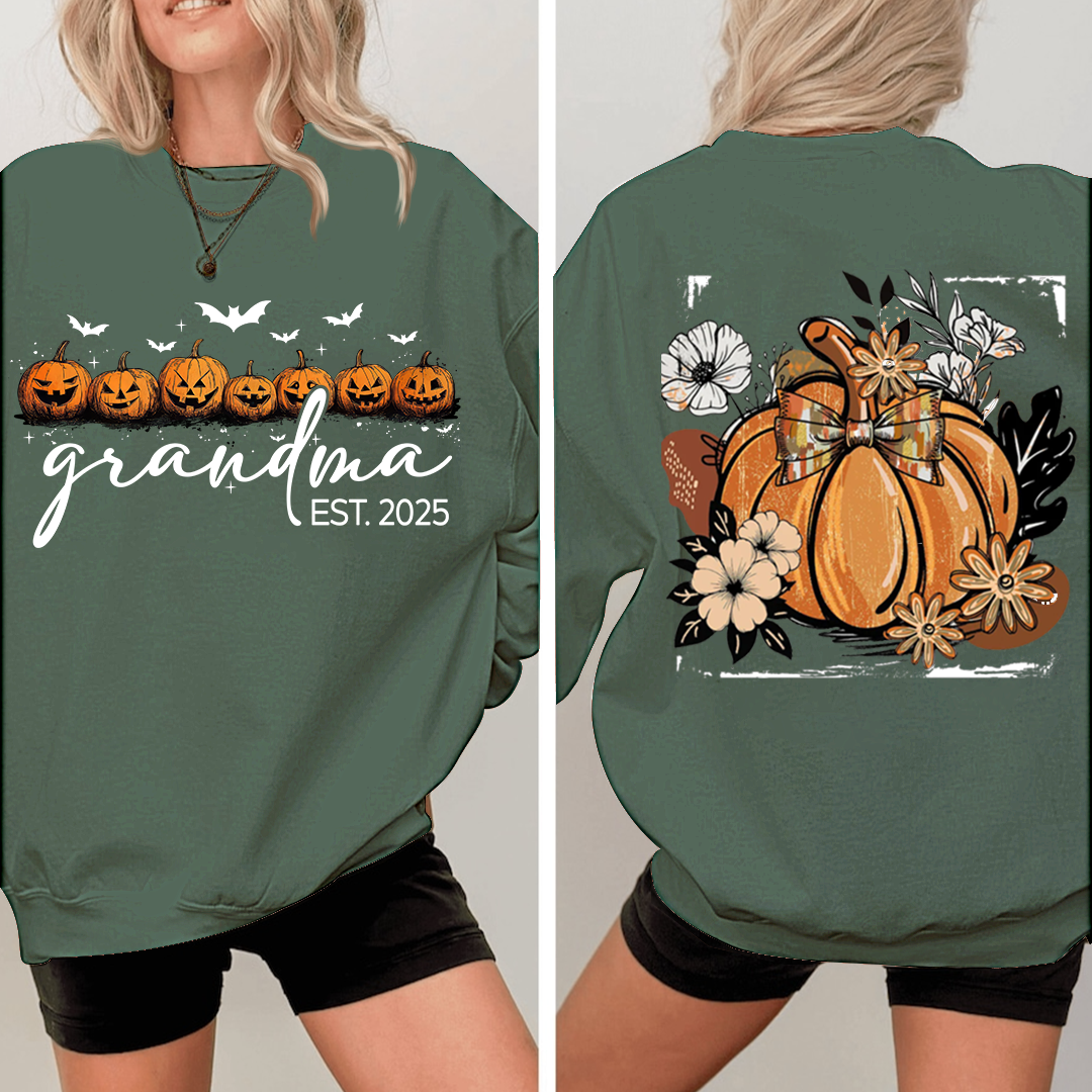 Vintage Autumn with Floral Fall Pumpkin, Custom Nicknames for Grandma and Kids