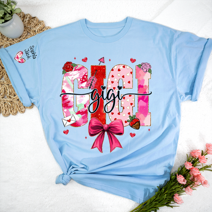 Valentine's Day Gigi T-shirt, Cute Heart Family Love Design For Gift Grandma