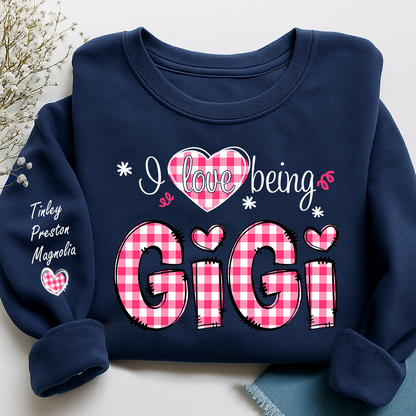 Personalized Grandma Valentine Sweatshirt, Custom Name Family Shirt, I Love Being Gigi Design