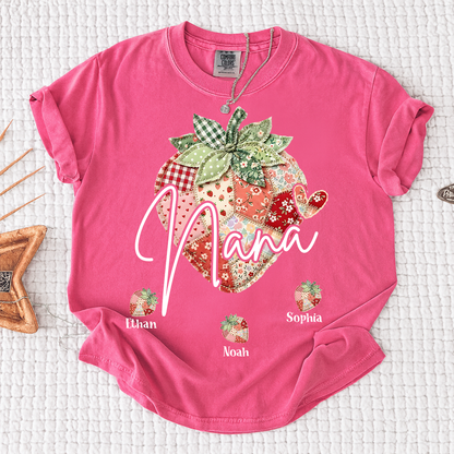 Comfort Colors® Nana Strawberry Graphic Tee, Fun and Sweet Personalized Grandma Shirt For Gift Nana And Kids