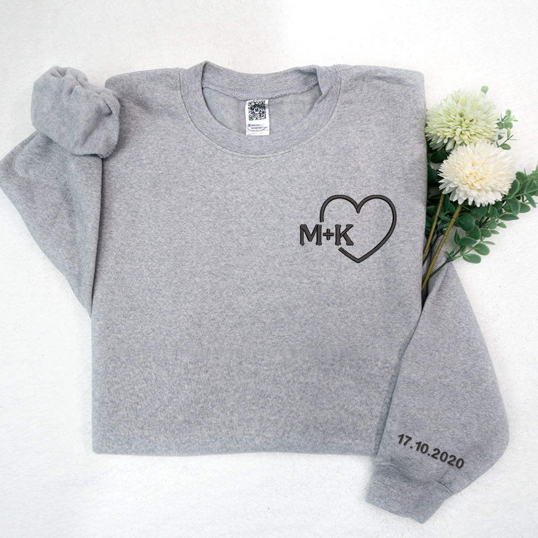 Personalised Embroidered Couples Gift, Couple Matching Personalised Sweatshirt TH