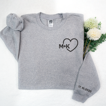 Personalised Embroidered Couples Gift, Couple Matching Personalised Sweatshirt TH