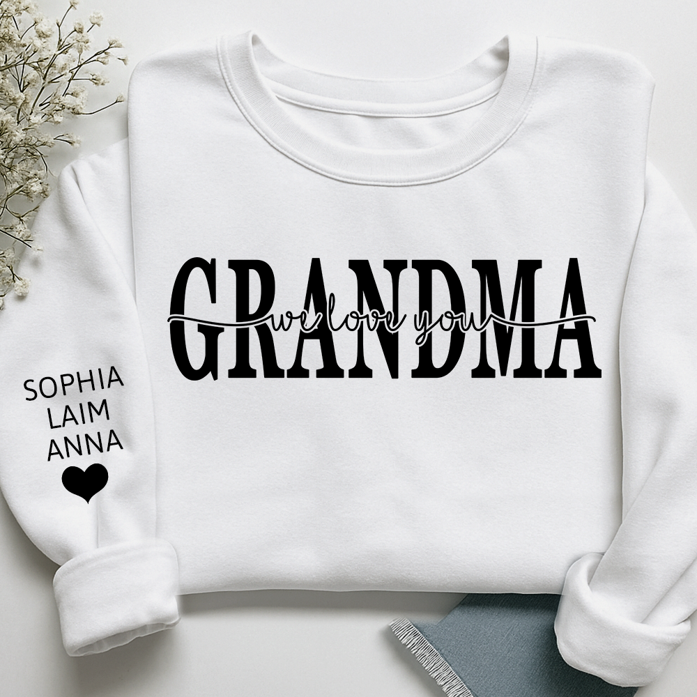 Grandma Sweatshirt Loved Beyond Measure, Personalized Grandma Crewneck with Grandkids Names, Minimal Family Style