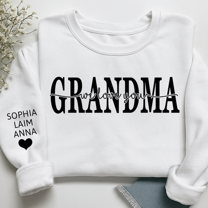 Grandma Sweatshirt Loved Beyond Measure, Personalized Grandma Crewneck with Grandkids Names, Minimal Family Style