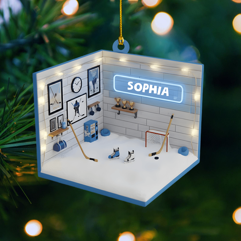 Custom Hockey Ornament 2025 – Personalized Locker Room Ornament with Name, Gift for Ice Hockey Lovers Ornament