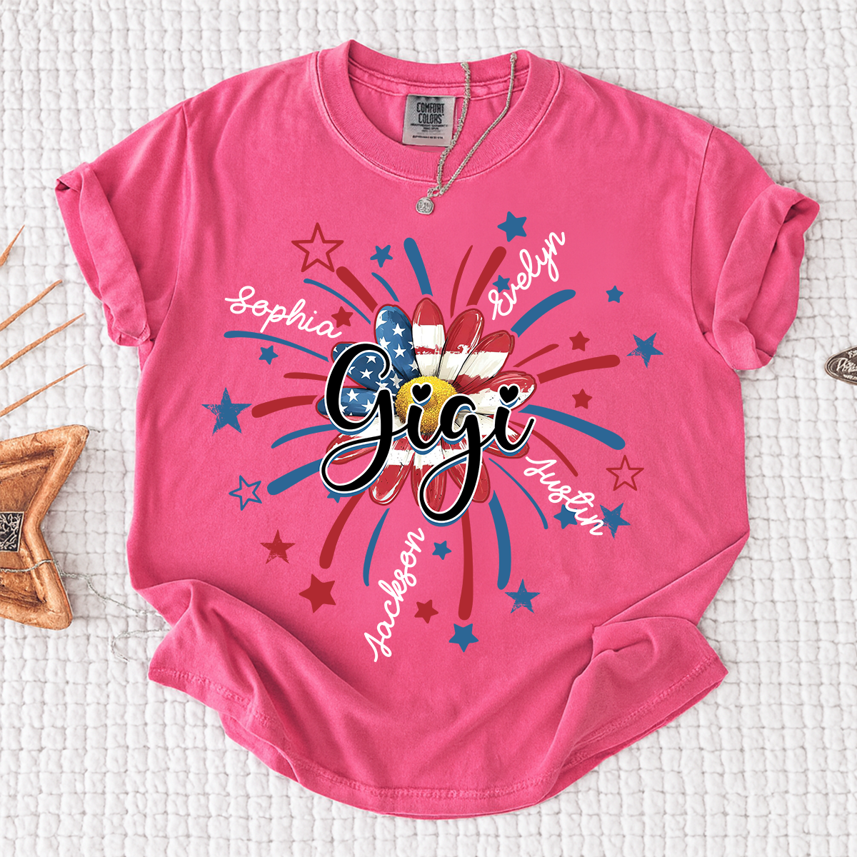 Comfort Colors® 4th of July Mimi T-shirt, A Vibrant American Flag T-shirt, A Gift For Grandma And Her Grandchildren