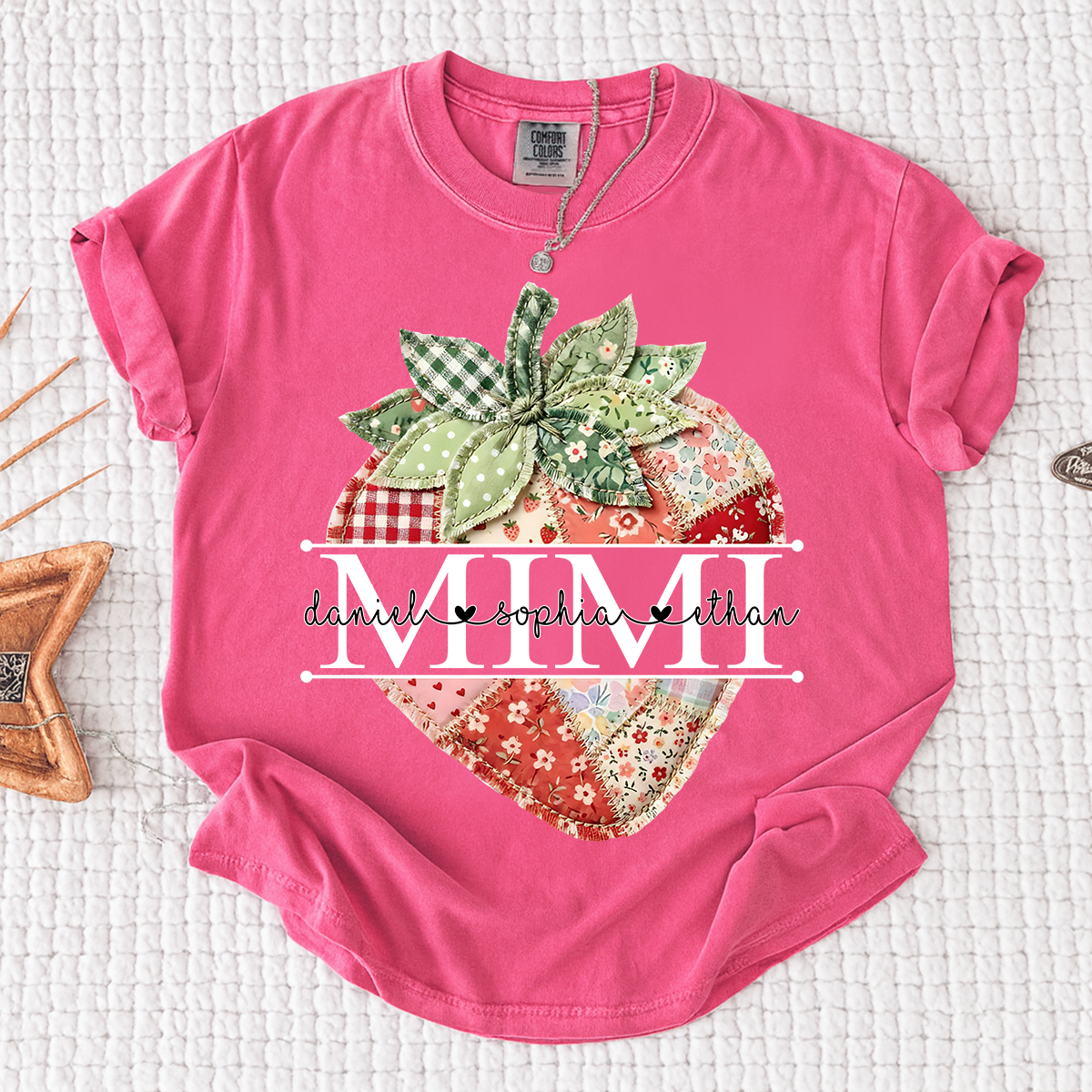 Comfort Colors® Mimi Strawberry Shirt, Personalized Cute Summer Grandma Tee For Gift Grandma And Kids