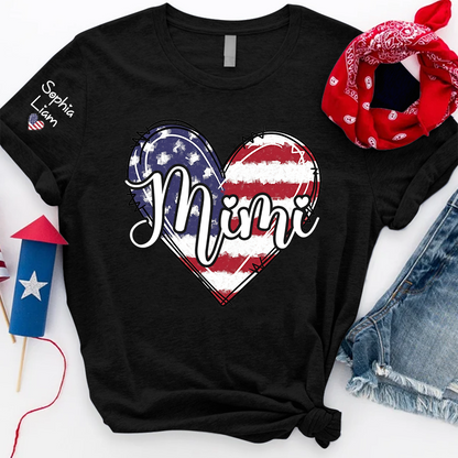 Mimi Patriotic Shirt, American Flag Heart Mimi T-Shirt for Women, 4th of July Grandma Gift