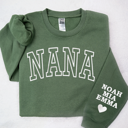 Personalized Mama Sweatshirt, With Kid Names On Sleeve, Mothers Day Gift LTP01