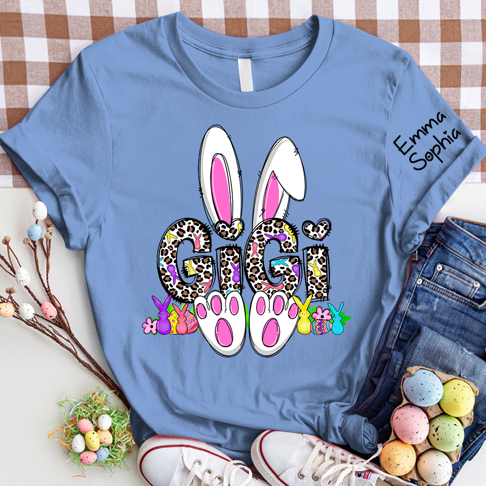 Gigi Leopard Bunny Shirt, Custom Gigi And Kids, Easter Days Gift TH T-Shirt