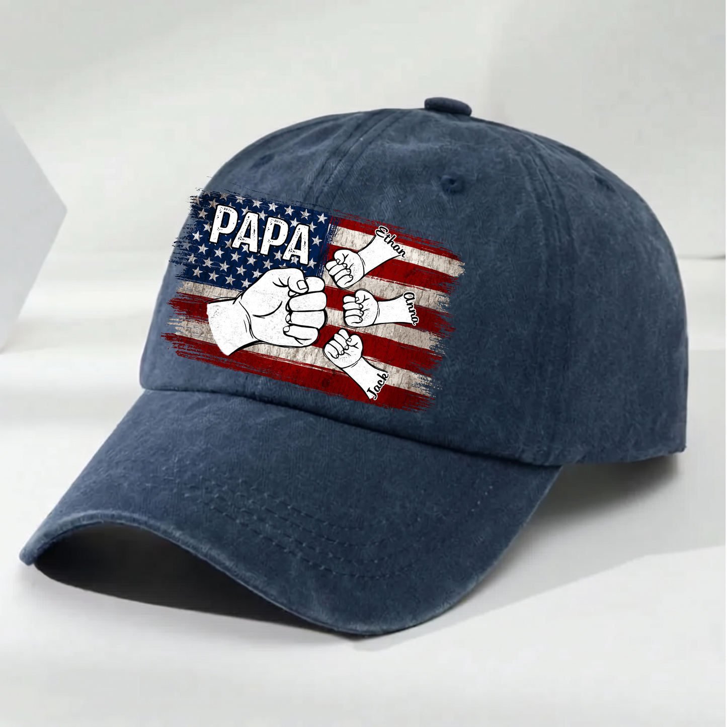 Papa Fist Bump Shirt with Kids Names – American Flag Custom