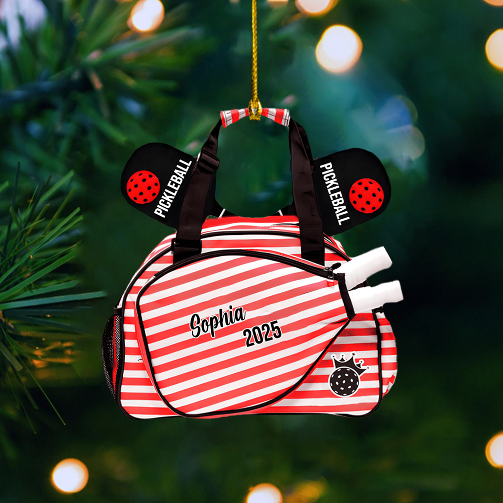 Personalized Pickleball Ornament 2025 – Custom Name Sports Bag Christmas Tree Decoration Gift Ornament