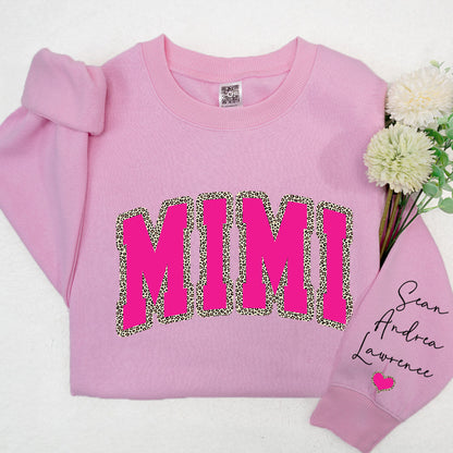 Mimi Leopard Pink And Grandkids Mother's Day Sweatshirt