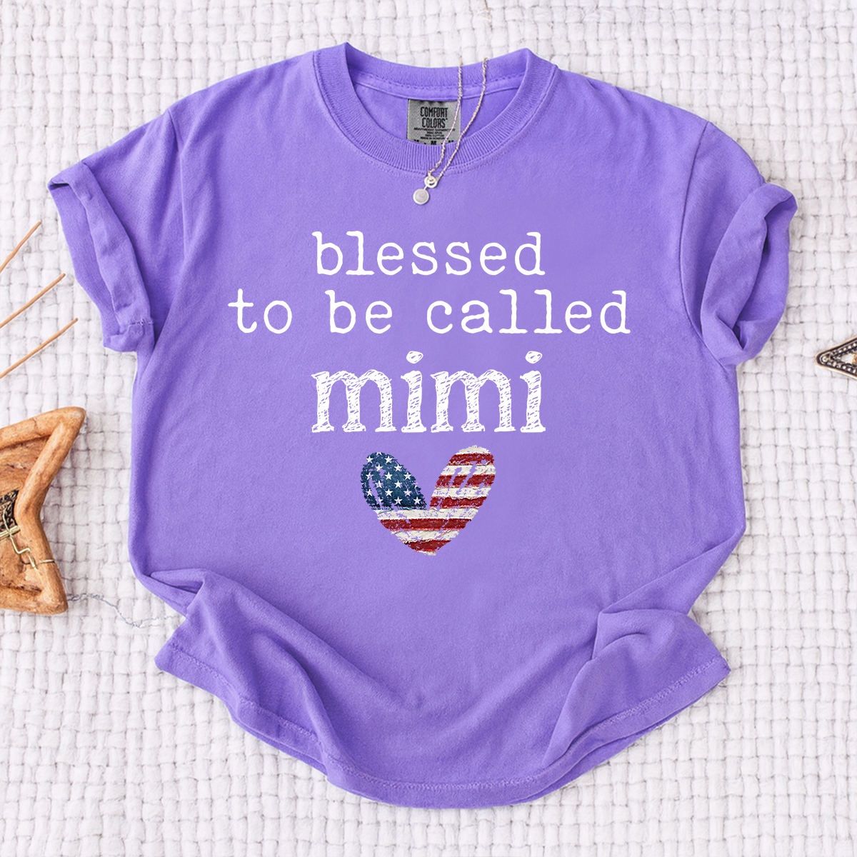 Comfort Colors Blessed To Be Called Mimi Shirt, Cute Mimi Grandma T Shirt, Patriotic Heart Design, Gift for Grandma Mothers Day