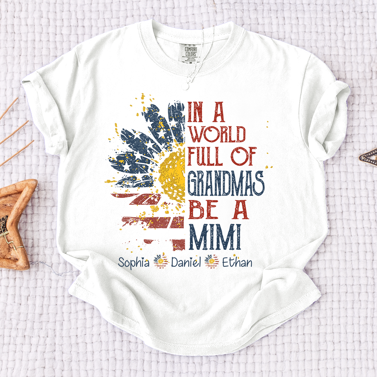 Comfort In a World Full of Grandmas Be a Grandma Shirt, Personalized Patriotic Grandma Shirt with Custom Names