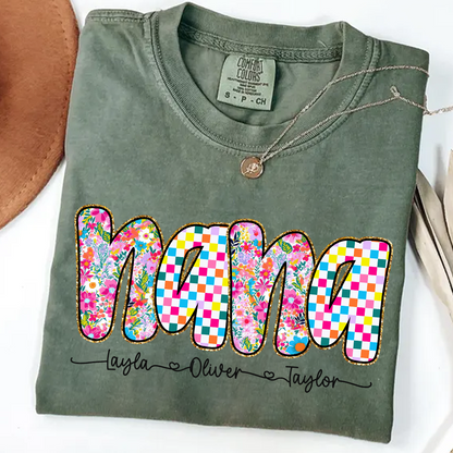 Comfort Colors® Nana Art Trend Shirt, Custom Grandma With Grandkids, Gift for Grandma