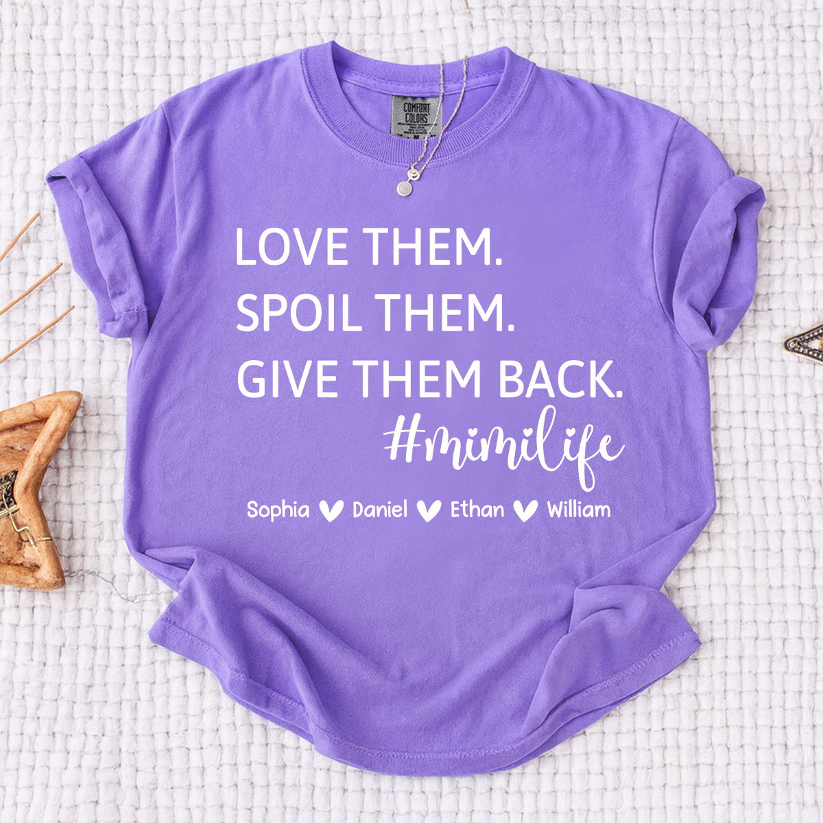 Comfort Colors Mimi Life Shirt Funny Grandma Gift, Love Them Spoil Them Give Them Back Tee, Personalized Mimi Grandmother Shirt