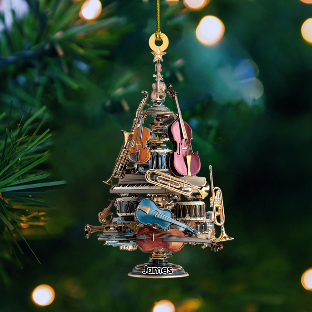 Personalized Musical Instrument Ornament 2025 – Custom Name Christmas Tree Ornament, Unique Gift for Music Lovers & Musicians Ornament