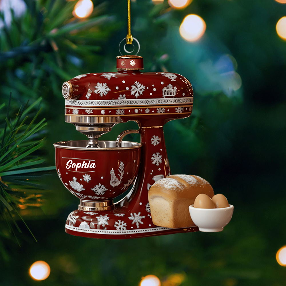 Personalized Mixer Ornament – Custom Name Baking Kitchen Mixer Christmas Decoration for Bakers Ornament