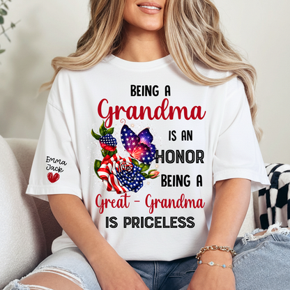 Being a Grandma is an Honor, Being a Great-Grandma is Priceless, Patriotic Grandma And Kids Gift