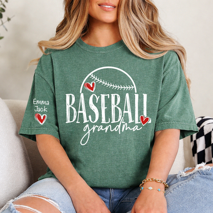 Baseball Nana Personalized T-Shirt, Cute Heart Baseball Design Nana T-Shirt