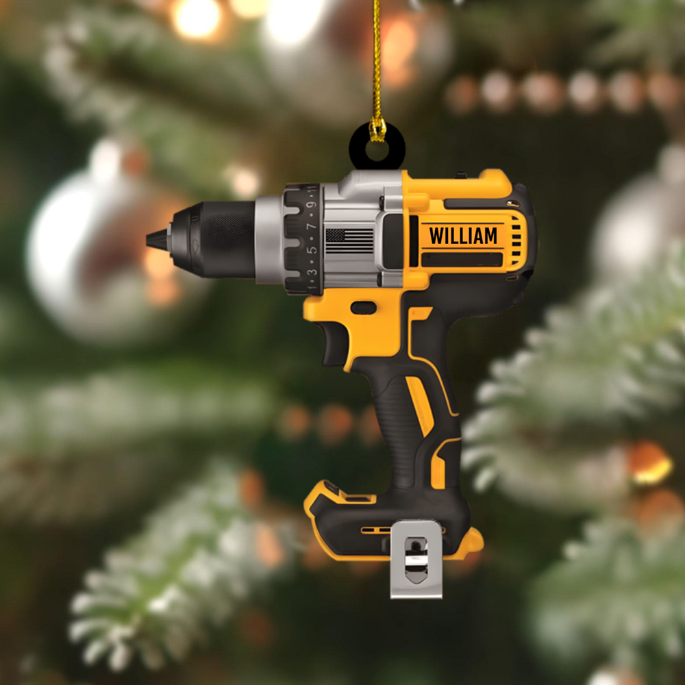Personalized Power Drill Ornament 2025 – Custom Name Tool Ornament, Gift for Carpenter, Builder & Handyman Ornament