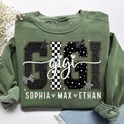 Gigi Style Star Plaid Design, Custom Gifts for Grandma and Grandchild