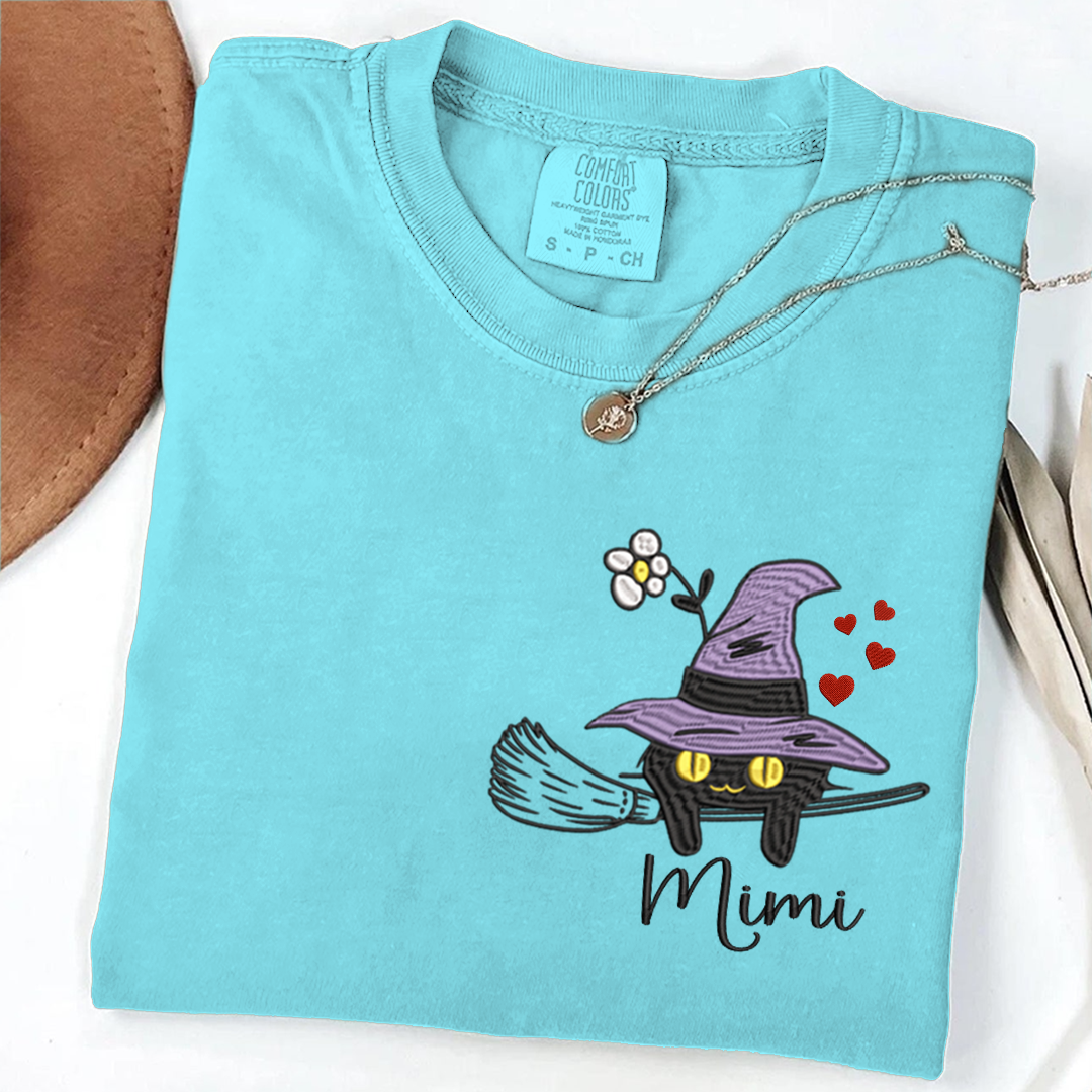 Comfort Colors® T-Shirt Personalized Grandma Cat Halloween, Gift for Mimi and Kids