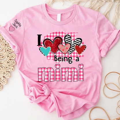 Valentine Mimi Crewneck T-shirt, Cute Heart Family Love Design, For Gift Grandma And Kids