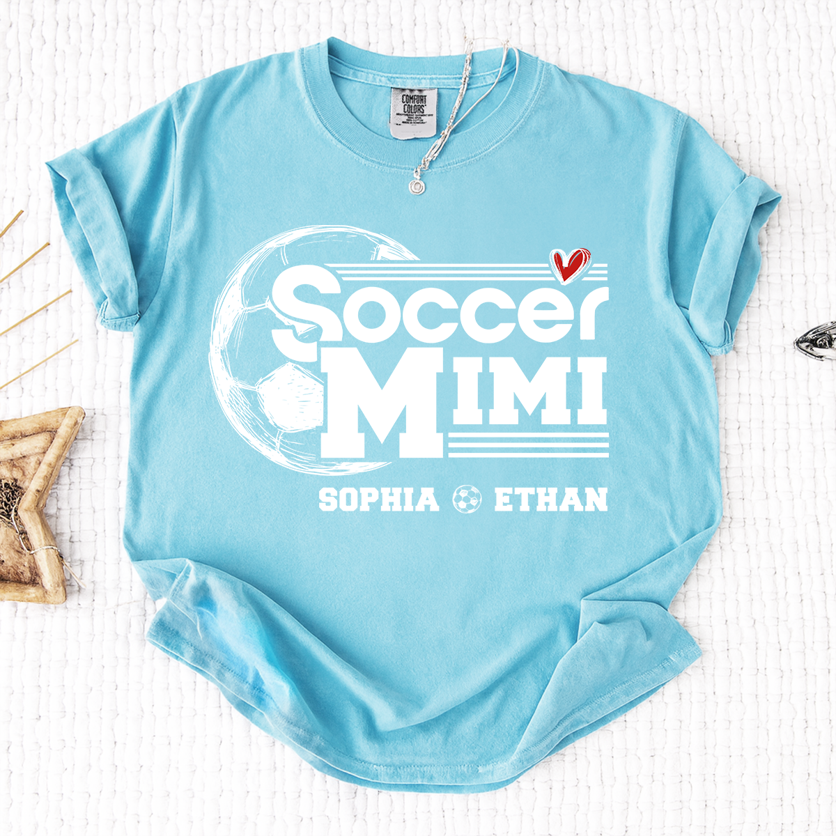 Comfort Colors® Soccer Mimi Shirt, Personalized Grandma Tee, Customize with Names