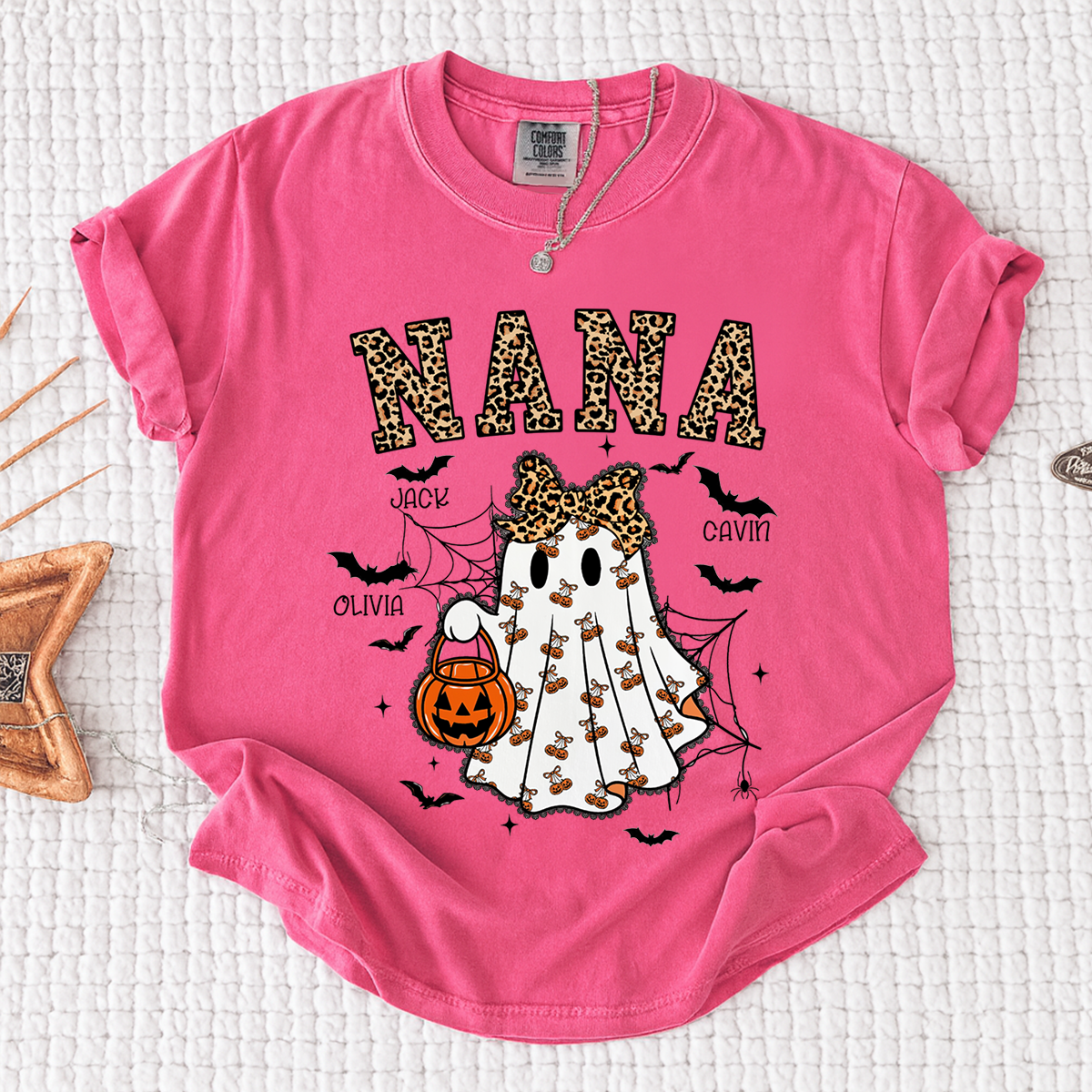 Comfort Colors® Custom Mimi Ghost Shirt, Halloween Outfit with Kids Names