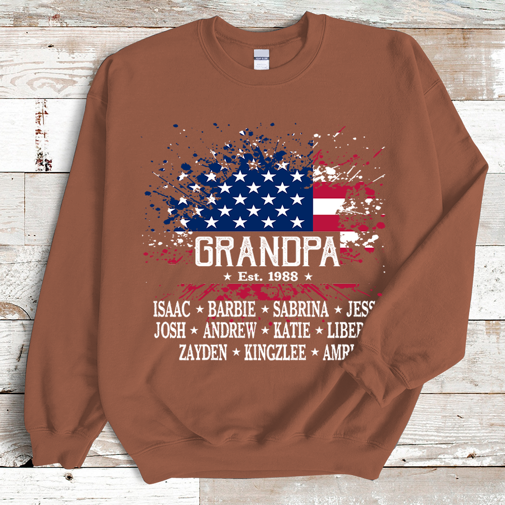Grandpa Est Flag And Grandkids Sweatshirt