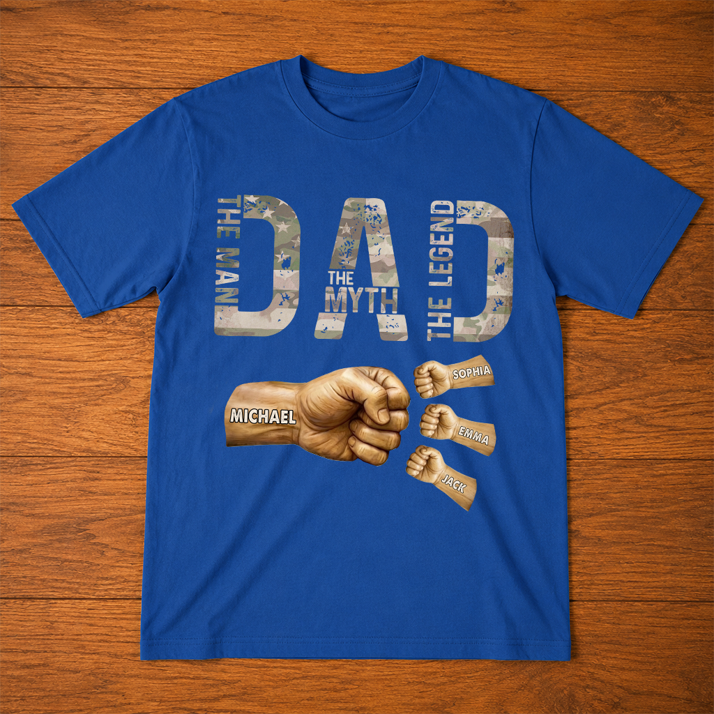 Dad The Man The Myth The Legend T-Shirt – Personalized Custom Kids Names Gift for Father Papa Birthday Fathers Day