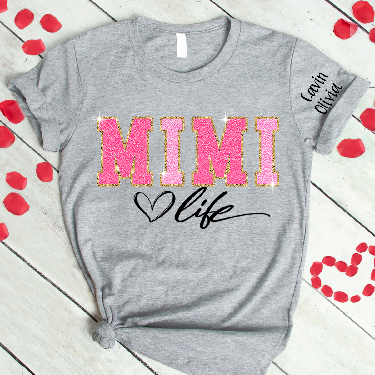 Custom Mimi Life Glitter Mother's Day 2024 T-Shirt