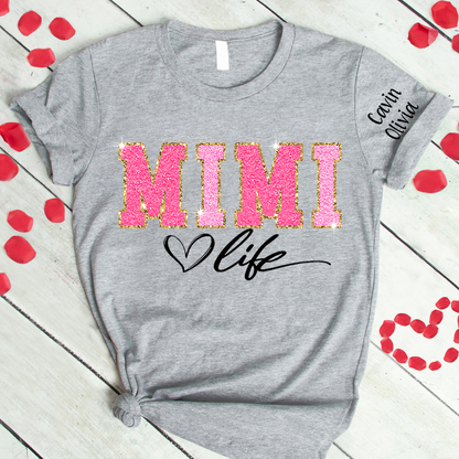 Custom Mimi Life Glitter Mother's Day 2024 T-Shirt