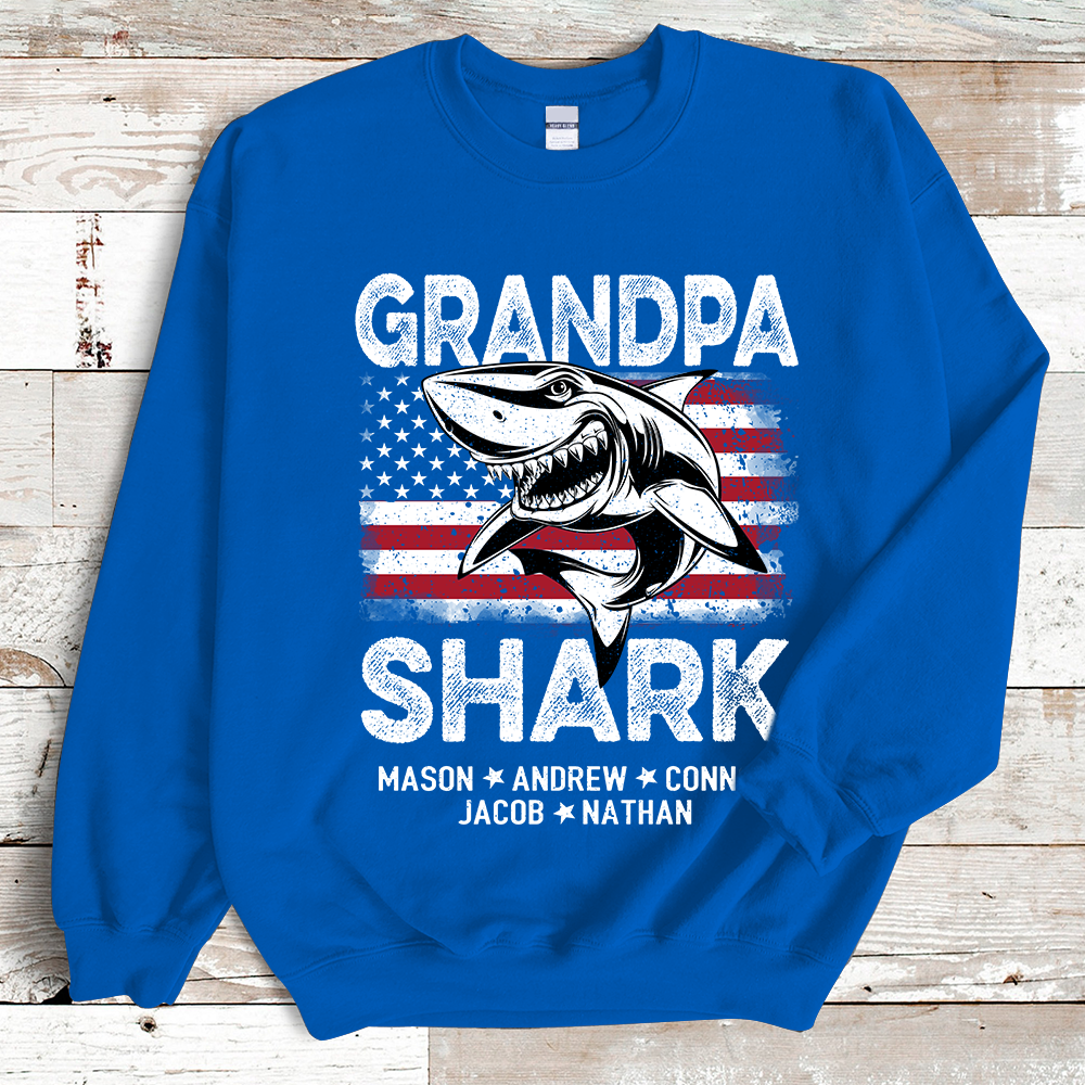 Grandpa Shark With Grandkids Sweatshirt