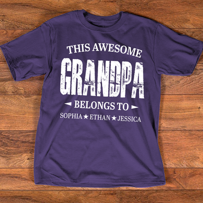 Personalized Grandpa Shirt This Awesome Grandpa Belongs To with Custom Names, Proud Family T Shirt