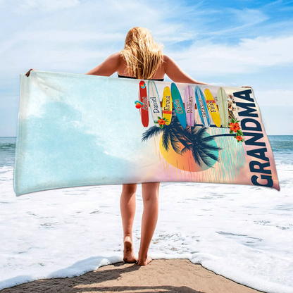 Personalized Sea Towel, For Summer Grandma And Kids, Turtle Pool Towel, Towel