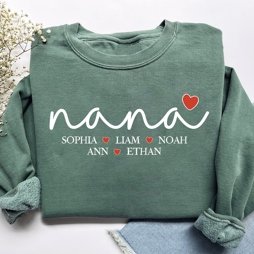 Custom Nana Heart Sweatshirt, Gift for Grandma And Kids