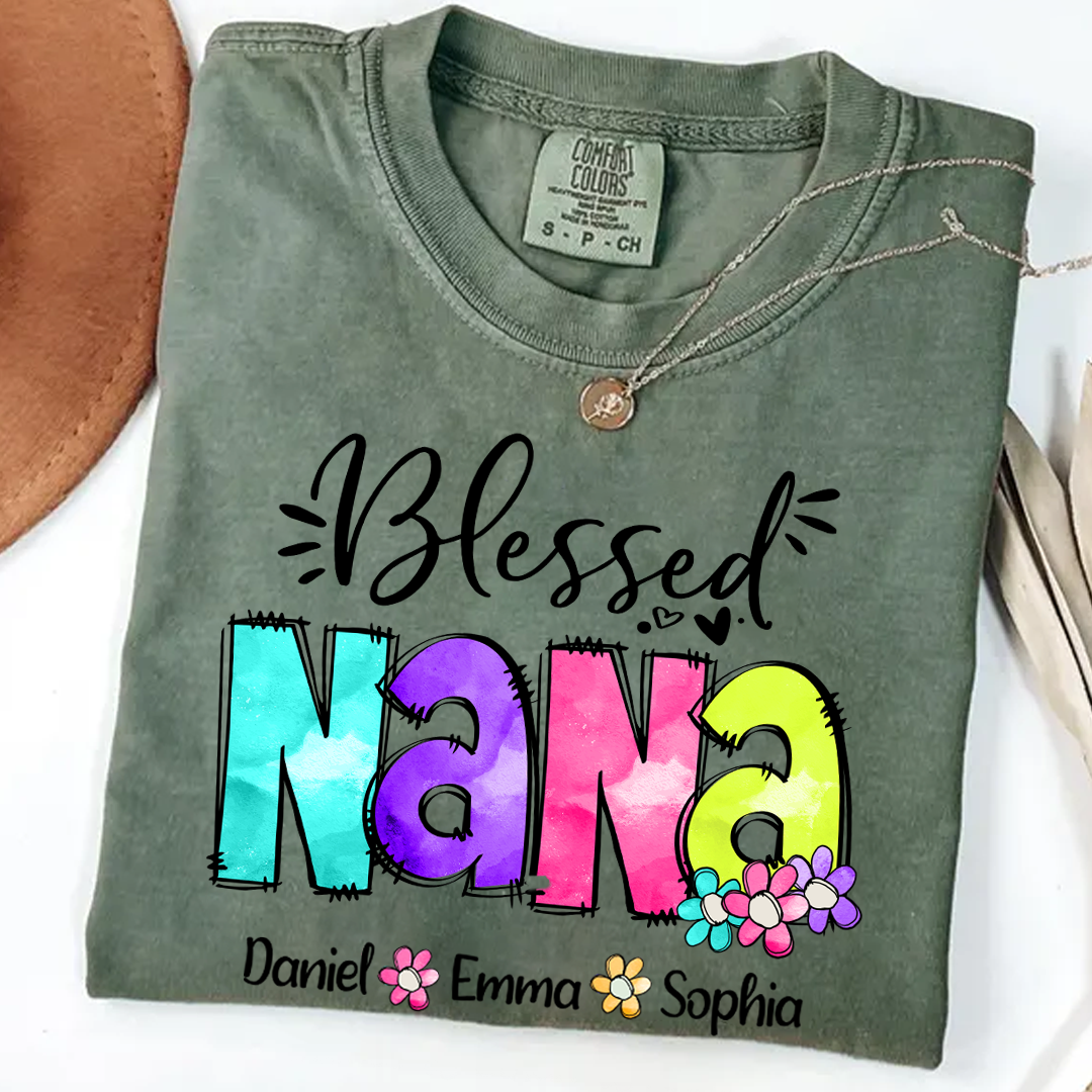 Comfort Colors® Blessed Nana Watercolor T-Shirt, Gift For Grandma T-Shirt