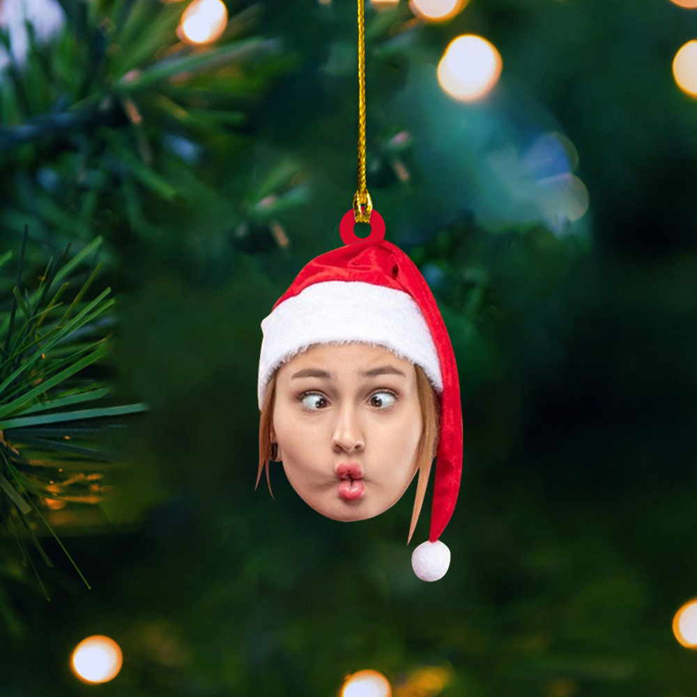 Custom Face Christmas Acrylic Ornament, Personalized Funny Photo Head Holiday Decoration