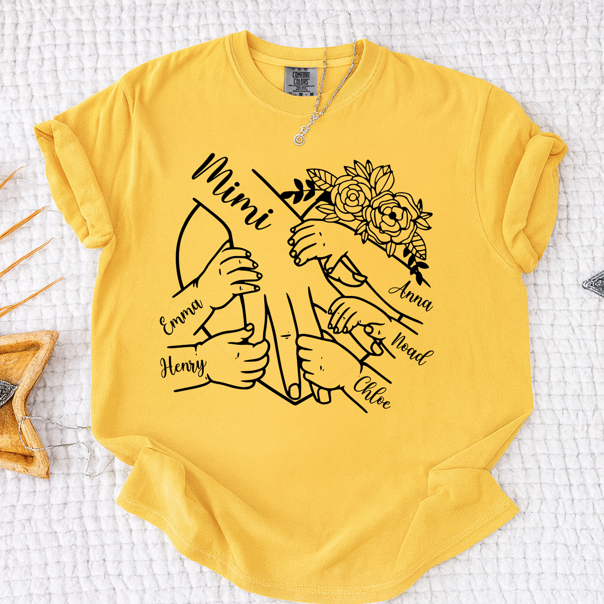 Comfort Colors Personalized Mimi Shirt Custom Grandkids Names Hands Holding Mimi Design Family Love Gift for Grandma