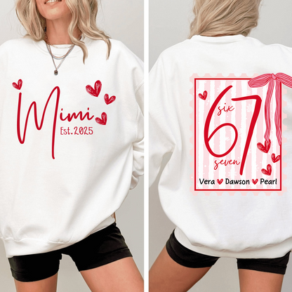 Personalized Mimi Est Sweatshirt, Custom Six Seven Back Print Gift
