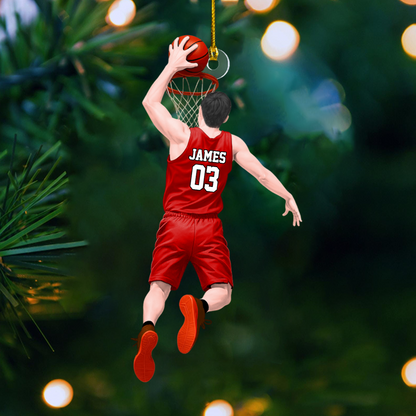 Personalized Basketball Player Ornament – Custom Name & Number Christmas Decoration Ornament
