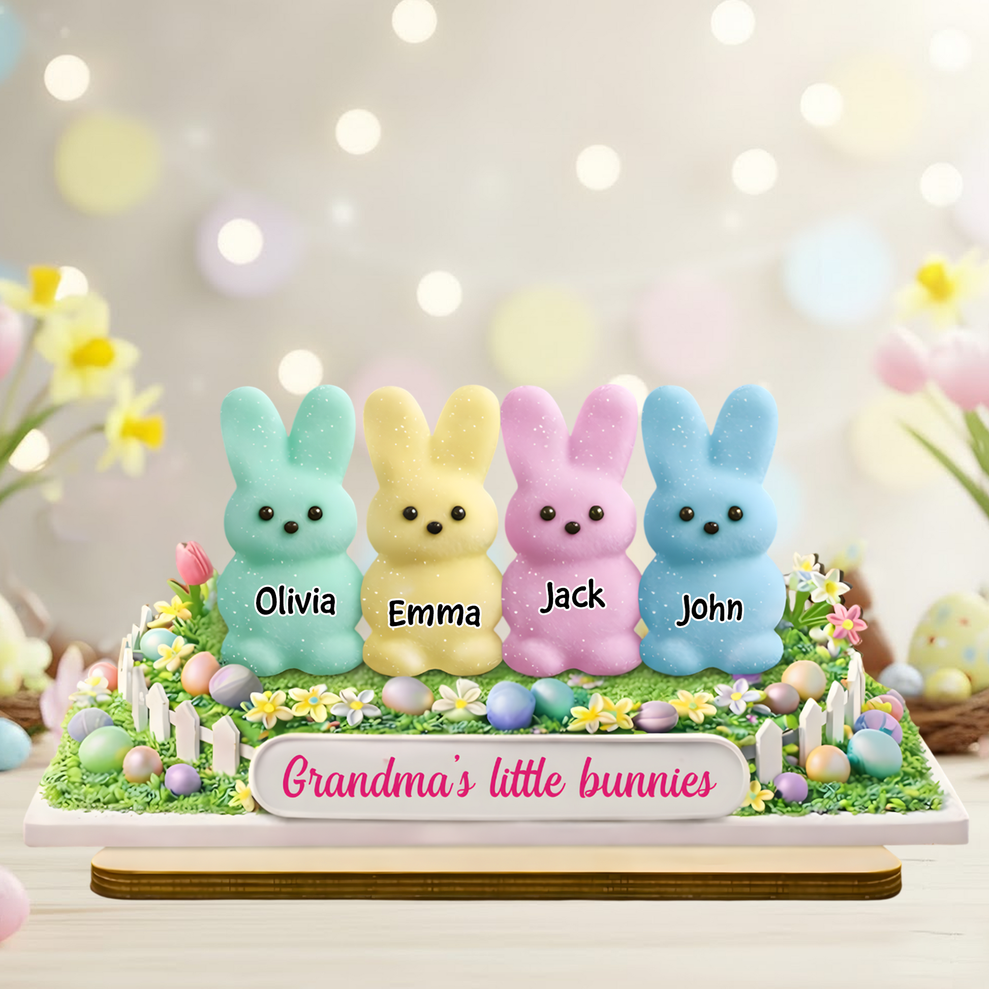 Personalized Easter Bunny Plaque for Grandma - Custom Names of Grandkids, "Grandma's Little Bunnies" Spring Decor