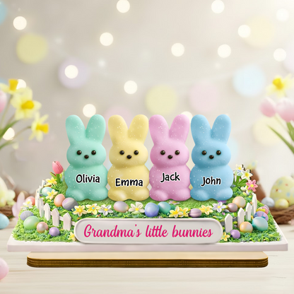 Personalized Easter Bunny Plaque for Grandma - Custom Names of Grandkids, "Grandma's Little Bunnies" Spring Decor